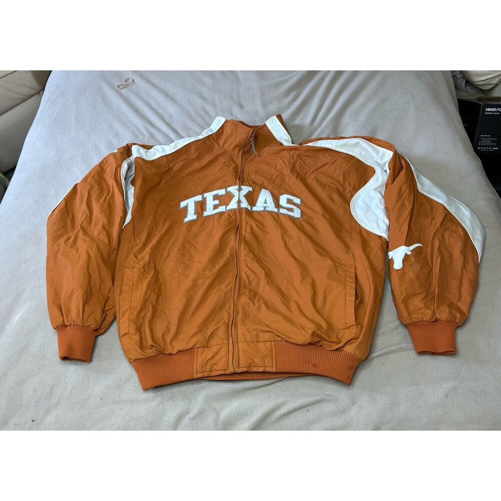 Vintage University of Texas Longhorns Majestic Jacket Size XL Full Zip Orange UT